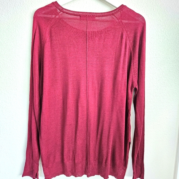 ZARA Knit Vibrant Dark Red Long Sleeve Top.‎ Size Large - Picture 2 of 6